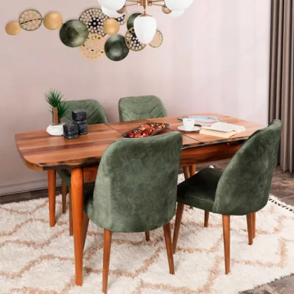 Set scaune de bucătarie Trendy Dallas Catifea/ Green Brown photo 3