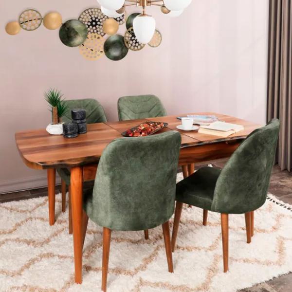 Set scaune de bucătarie Trendy Dallas Catifea/ Green Brown photo 3