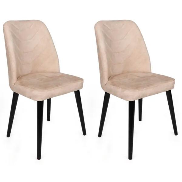 Set scaune de bucătarie Trendy Dallas Catifea/ Beige Black photo 5