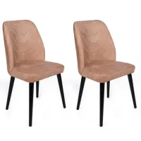 Set scaune de bucătarie Trendy Dallas Catifea/ Dark Beige Black photo 3