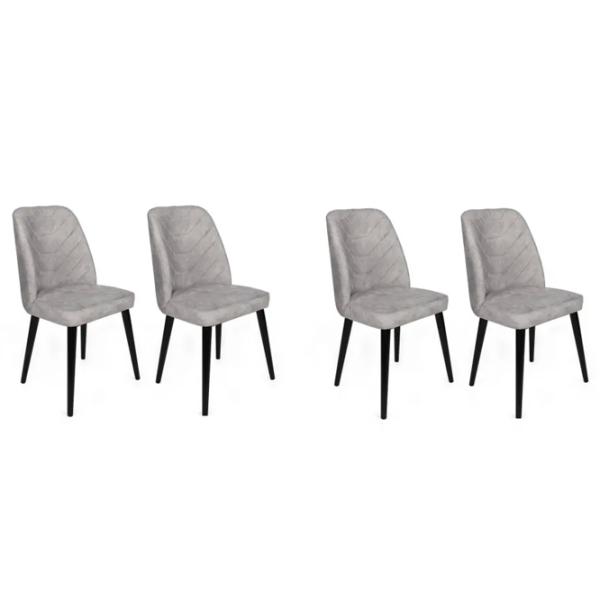 Set scaune de bucătarie Trendy Dallas Catifea/ Light Gray Black photo 1