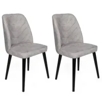 Set scaune de bucătarie Trendy Dallas Catifea/ Light Gray Black photo 5