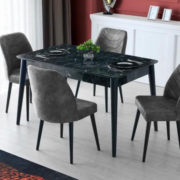 Set scaune de bucătarie Trendy Dallas Catifea/ Gray Black photo 6