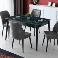 Set scaune de bucătarie Trendy Dallas Catifea/ Gray Black photo 6