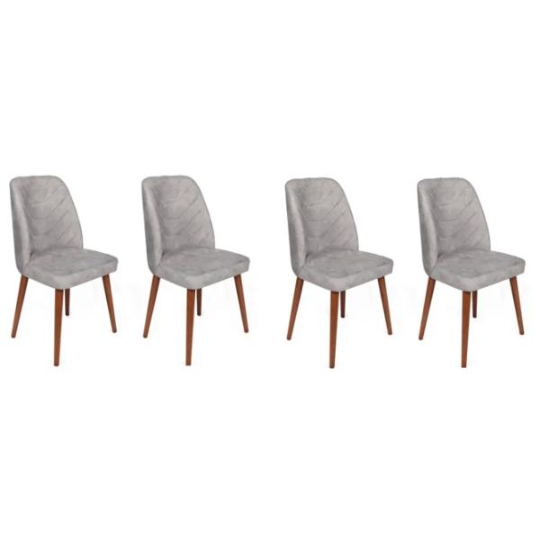 Set scaune de bucătarie Trendy Dallas Catifea/ Light Gray Brown photo 1