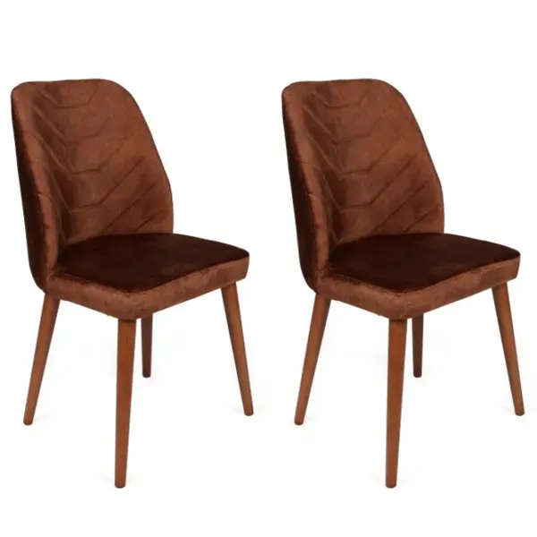 Set scaune de bucătarie Trendy Dallas Catifea/ Brown Brown photo 3