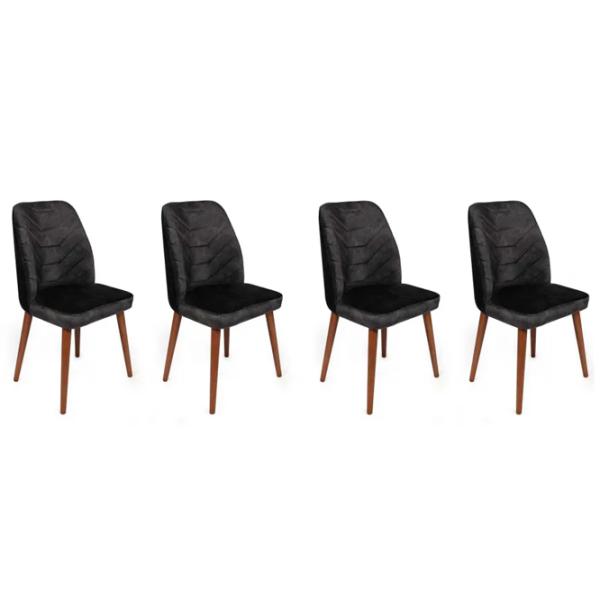 Set scaune de bucătarie Trendy Dallas Catifea/ Black Brown photo 1