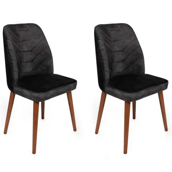 Set scaune de bucătarie Trendy Dallas Catifea/ Black Brown photo 3