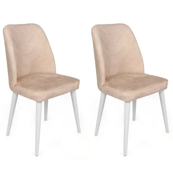 Set scaune de bucătarie Trendy Dallas Catifea/ Beige White photo 3
