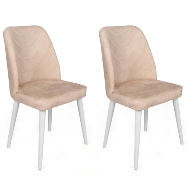 Set scaune de bucătarie Trendy Dallas Catifea/ Beige White photo 3