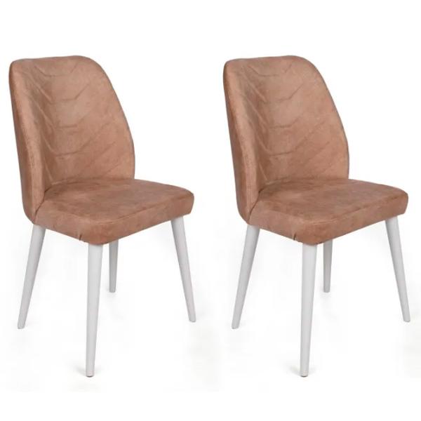 Set scaune de bucătarie Trendy Dallas Catifea/ Light Brown White photo 3
