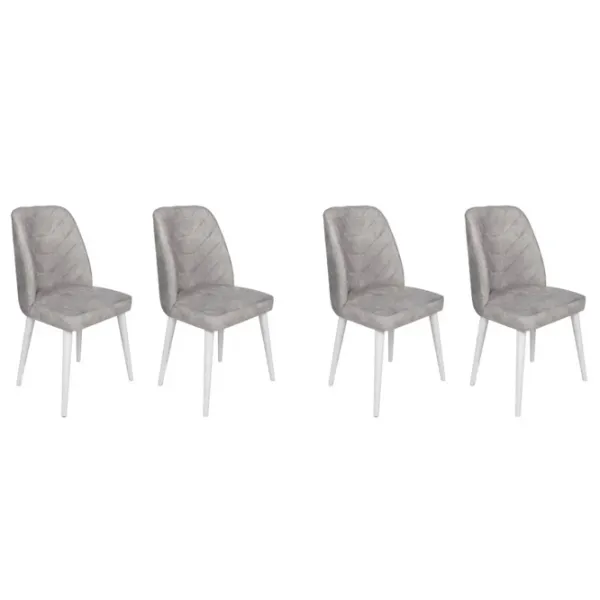 Set scaune de bucătarie Trendy Dallas Catifea/ Light Gray White photo 1