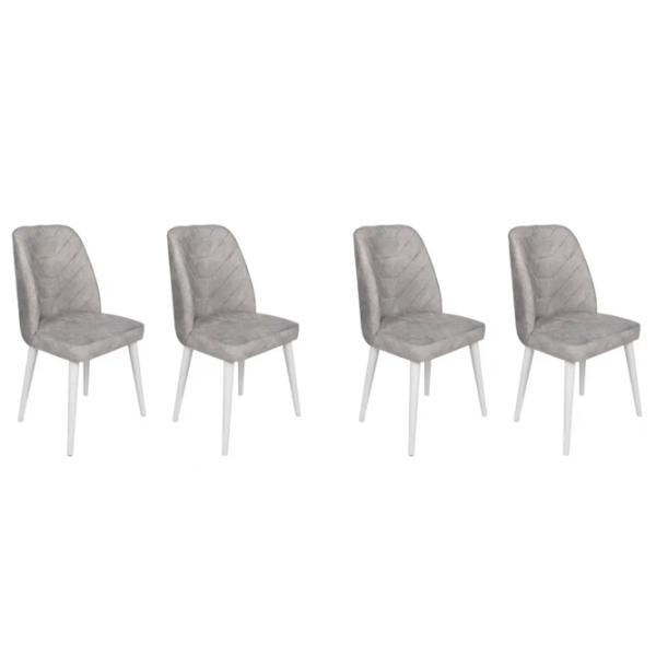 Set scaune de bucătarie Trendy Dallas Catifea/ Light Gray White photo 1