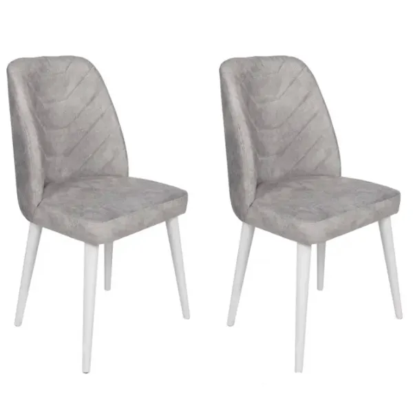 Set scaune de bucătarie Trendy Dallas Catifea/ Light Gray White photo 3