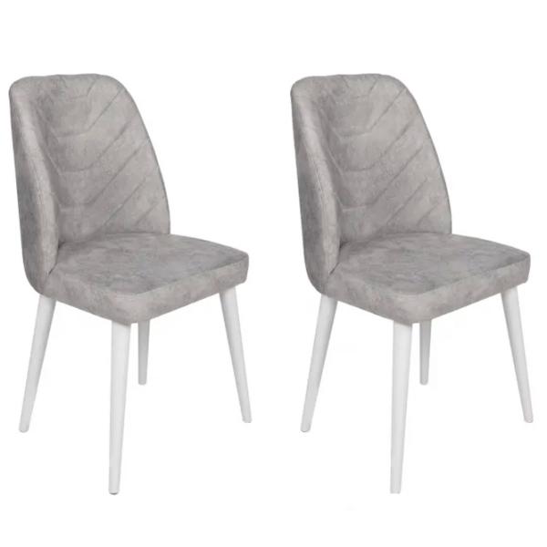 Set scaune de bucătarie Trendy Dallas Catifea/ Light Gray White photo 3