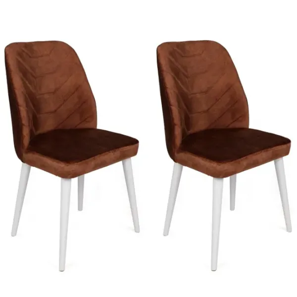 Set scaune de bucătarie Trendy Dallas Catifea/ Brown White photo 3