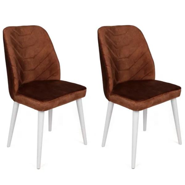 Set scaune de bucătarie Trendy Dallas Catifea/ Brown White photo 3