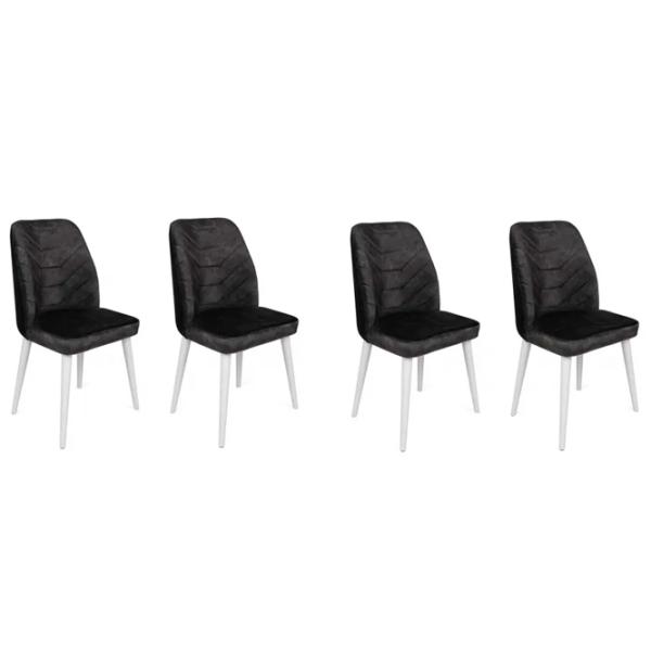 Set scaune de bucătarie Trendy Dallas Catifea/ Black White photo 1