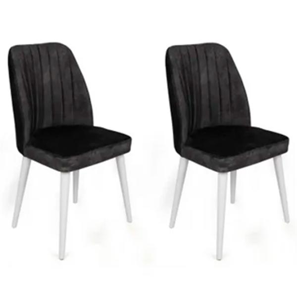 Set scaune de bucătarie Trendy Alfa Catifea/ Black White photo 3