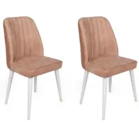 Set scaune de bucătarie Trendy Alfa Catifea/ Light Brown White photo 2