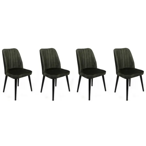 Set scaune de bucătarie Trendy Alfa Catifea/ Khaki Black photo 1