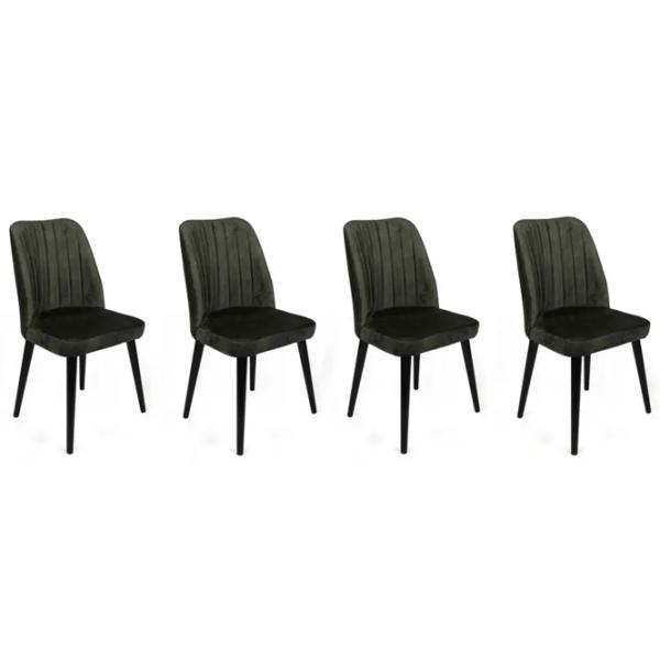 Set scaune de bucătarie Trendy Alfa Catifea/ Khaki Black photo 1