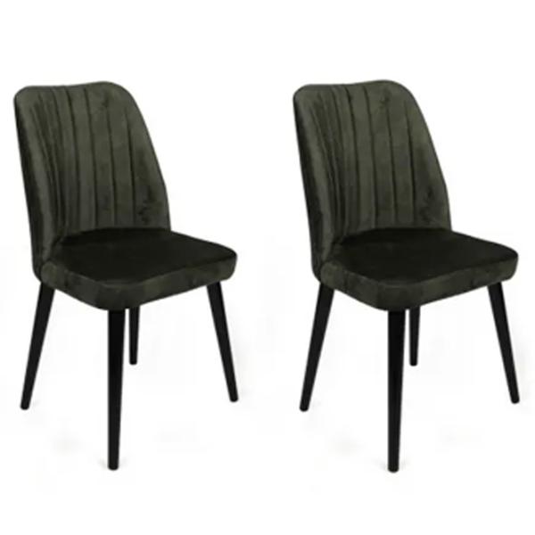 Set scaune de bucătarie Trendy Alfa Catifea/ Khaki Black photo 2