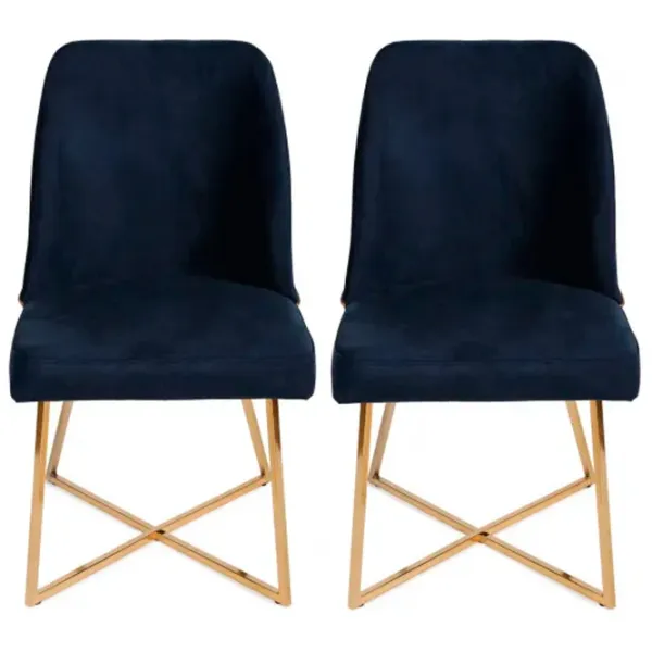 Scaun de bucătărie Trendy Madrid Velvet/ Dark Blue Gold photo 3