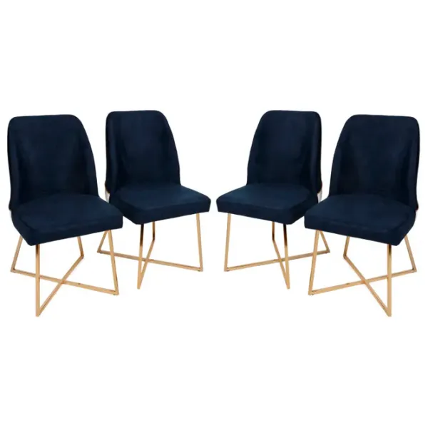 Set scaune de bucătarie Trendy Madrid Catifea/ Dark Blue Gold photo 1