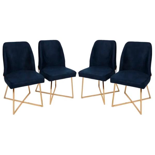 Set scaune de bucătarie Trendy Madrid Catifea/ Dark Blue Gold photo 1
