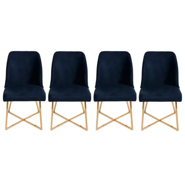 Set scaune de bucătarie Trendy Madrid Catifea/ Dark Blue Gold photo 2