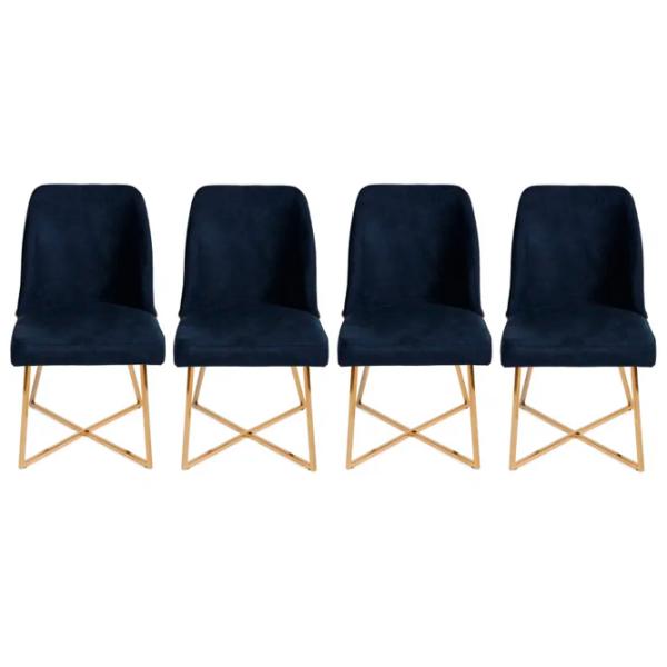 Set scaune de bucătarie Trendy Madrid Catifea/ Dark Blue Gold photo 2