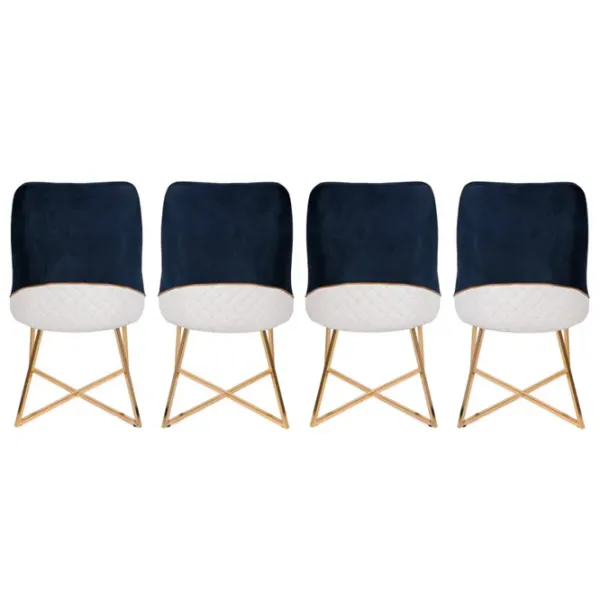 Set scaune de bucătarie Trendy Madrid Catifea/ Dark Blue Gold photo 3