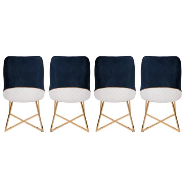 Set scaune de bucătarie Trendy Madrid Catifea/ Dark Blue Gold photo 3