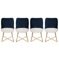 Set scaune de bucătarie Trendy Madrid Catifea/ Dark Blue Gold photo 3