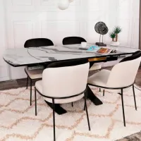 Set scaune de bucătarie Trendy Dore Velvet/ Cream Black photo 8