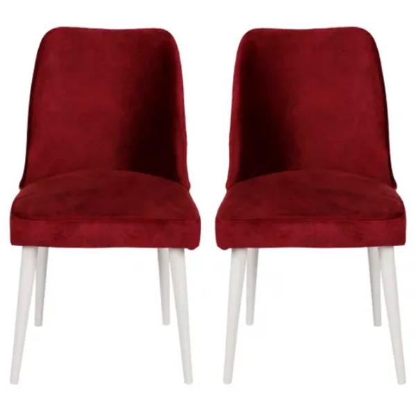 Set scaune de bucătarie Trendy Nova Catifea/ Burgundy White photo 2