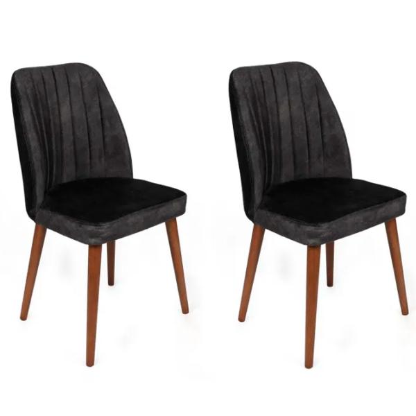 Set scaune de bucătarie Trendy Alfa Catifea/ Antracit Brown photo 1