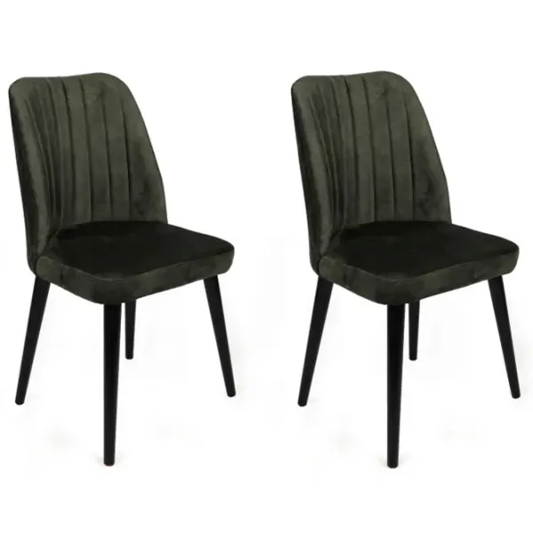 Set scaune de bucătarie Trendy Alfa Catifea/ Khaki Black photo 1