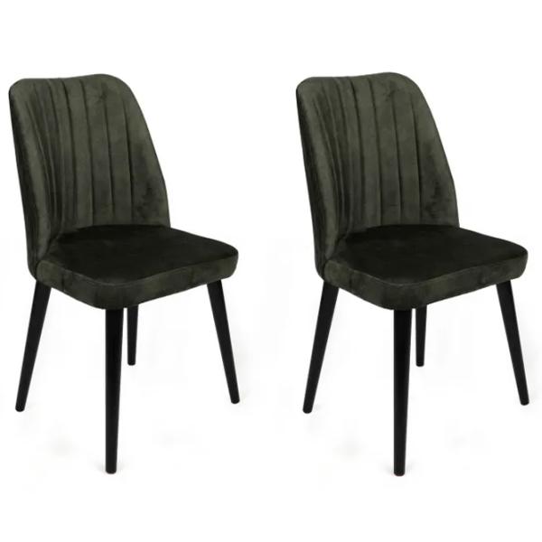 Set scaune de bucătarie Trendy Alfa Catifea/ Khaki Black photo 1