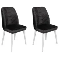 Set scaune de bucătarie Trendy Dallas Catifea/ Black White