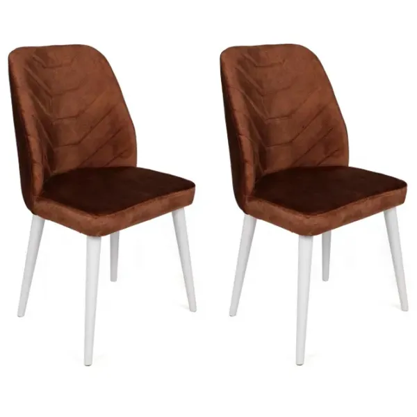 Set scaune de bucătarie Trendy Dallas Catifea/ Brown White photo 1