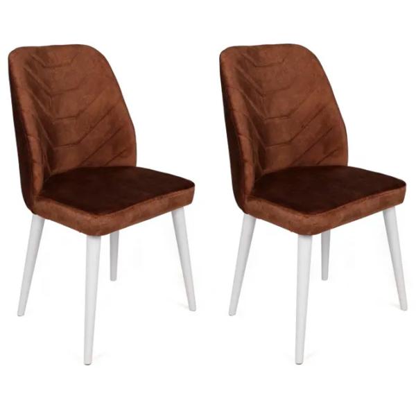 Set scaune de bucătarie Trendy Dallas Catifea/ Brown White photo 1