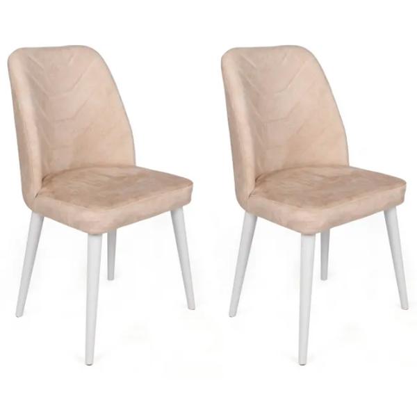 Set scaune de bucătarie Trendy Dallas Catifea/ Beige White photo 1