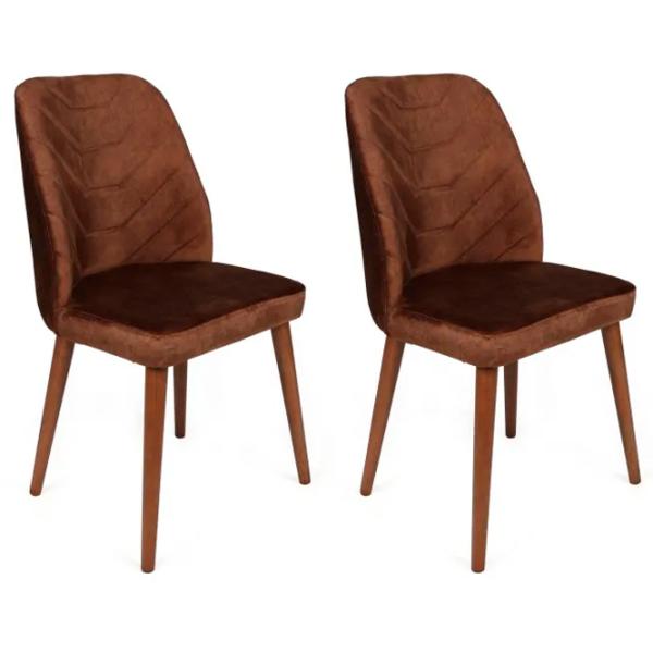 Set scaune de bucătarie Trendy Dallas Catifea/ Brown Brown photo 1