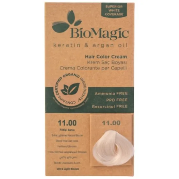 Vopsea de păr BioMagic Extra Lightened Natural Blonde Cod culoare: 11/00, 0.06l photo 1
