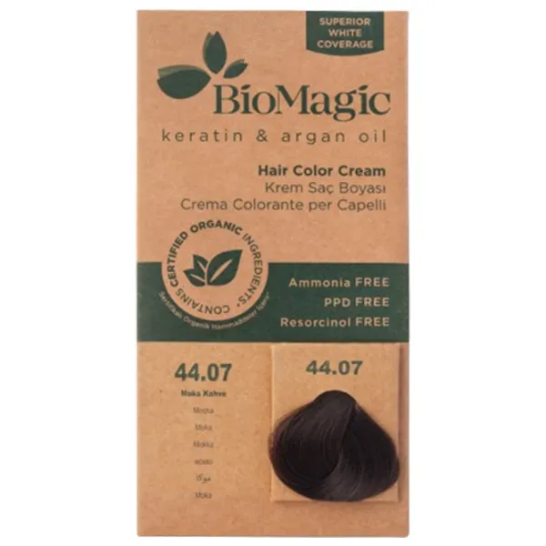 Vopsea de păr BioMagic Mocha Cod culoare: 44/07, 0.06l photo 1