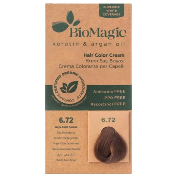 Vopsea de păr BioMagic Dark Beige Blonde Cod culoare: 6/72, 0.06l photo 1