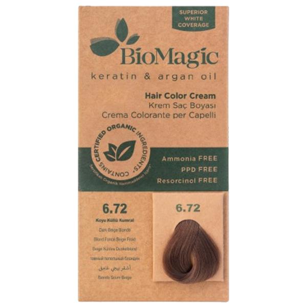 Vopsea de păr BioMagic Dark Beige Blonde Cod culoare: 6/72, 0.06l photo 1