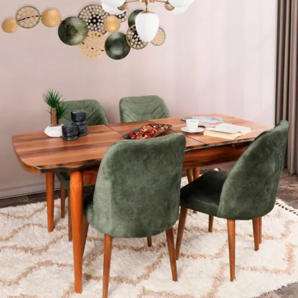 Set scaune de bucătarie Trendy Dallas Catifea/ Khaki Brown photo 4